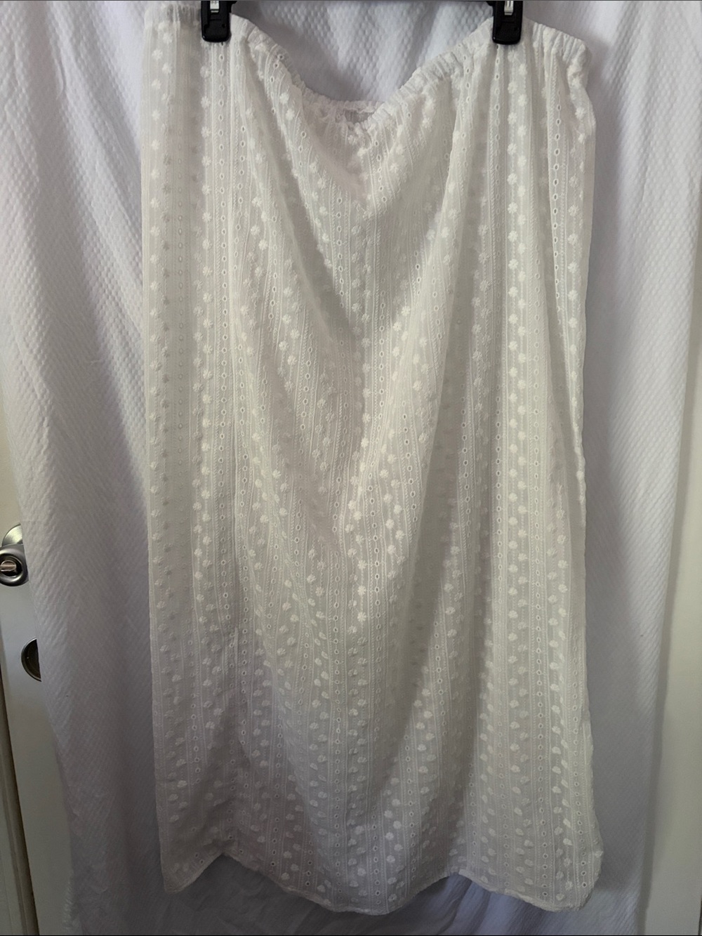 NWT HMWTBM XXL Sheer Cotton Floor Length Skirt Eyelit Pattern in White